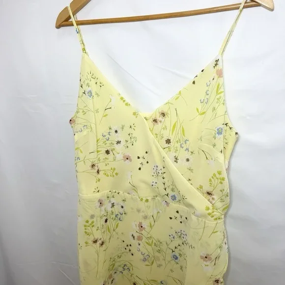 LOFT Floral High Low Wrap Midi Dress Size 12 Ruffle Yellow Feminine Dainty Sun - Picture 5 of 11